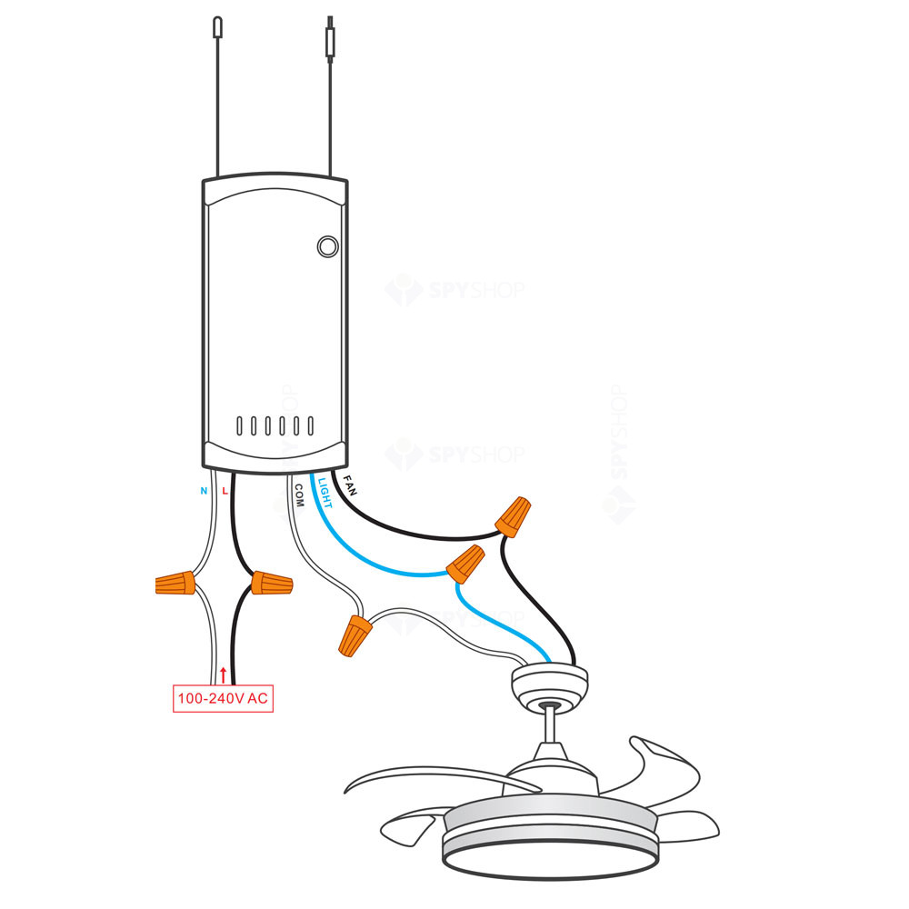 Sonoff Controler de ventilator Sonoff iFan04-H cu lampa alba integrata