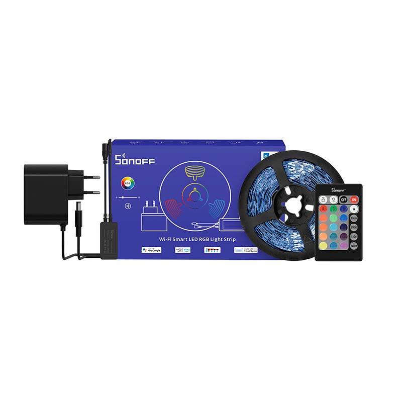 Sonoff Banda LED RGB inteligenta Sonoff L2-Lite 5 m, Wi-Fi, sincronizare muzica, 300 lm, telecomanda inclusa, lumina colorata